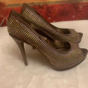 Dollhouse peep toe heels with platform